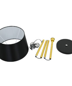 GloboStar® CEDAR 00829 Μοντέρνο Επιδαπέδιο Φωτιστικό Μονόφωτο 1 x E27 IP20 Χρυσό Μέταλλο με Μαύρο Ύφασμα - Μ40 x Π40 x Υ148cm 17 00829 8