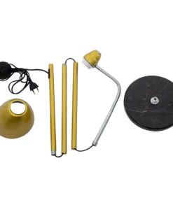 GloboStar® VERSA 00833 Μοντέρνο Επιδαπέδιο Φωτιστικό Μονόφωτο 1 x E27 IP20 Χρυσό & Ασημί Μέταλλο με Μαύρο Μάρμαρο - Μ15 x Π15 x Υ155cm 19 00833 9