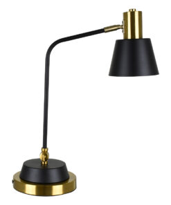 Alternative view of GloboStar® LETO 00834 Μοντέρνο Επιτραπέζιο Φωτιστικό Πορτατίφ Μονόφωτο 1 x E27 IP20 Μαύρο & Χρυσό Μέταλλο - Μ30 x Π18 x Υ54cm