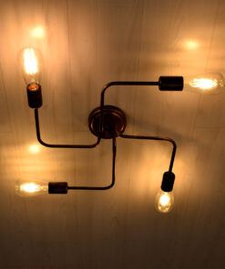 Alternative view of GloboStar® LIBERTA 00839 Μοντέρνο Φωτιστικό Οροφής Πλέγμα Πολύφωτο 4 x E27 IP20 Χάλκινο Μέταλλο - Μ44.5 x Π44.5 x Υ12cm