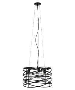 GLOBOSTAR® TOKEN 00855 Μοντέρνο Κρεμαστό Φωτιστικό Οροφής με Ντουί 3 x E27 AC 220-240V IP20 - Μαύρο - Μ43 x Π43 x Υ29cm 12 00855 3