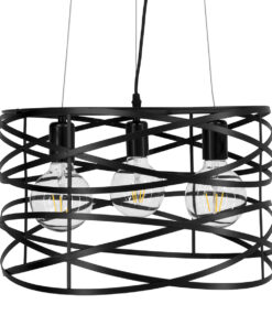 GLOBOSTAR® TOKEN 00855 Μοντέρνο Κρεμαστό Φωτιστικό Οροφής με Ντουί 3 x E27 AC 220-240V IP20 - Μαύρο - Μ43 x Π43 x Υ29cm 13 00855 4