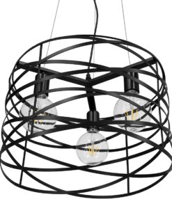 GLOBOSTAR® TOKEN 00855 Μοντέρνο Κρεμαστό Φωτιστικό Οροφής με Ντουί 3 x E27 AC 220-240V IP20 - Μαύρο - Μ43 x Π43 x Υ29cm 14 00855 5