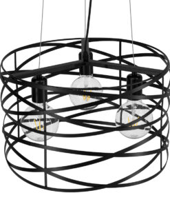 GLOBOSTAR® TOKEN 00855 Μοντέρνο Κρεμαστό Φωτιστικό Οροφής με Ντουί 3 x E27 AC 220-240V IP20 - Μαύρο - Μ43 x Π43 x Υ29cm 15 00855 6