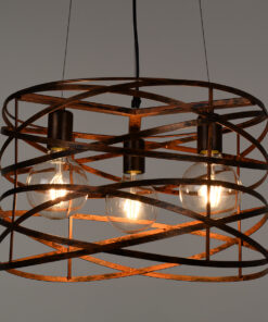 Alternative view of GLOBOSTAR® TOKEN 00856 Μοντέρνο Κρεμαστό Φωτιστικό Οροφής με Ντουί 3 x E27 AC 220-240V IP20 - Χάλκινο Εφέ Σκουριάς - Μ43 x Π43 x Υ29cm