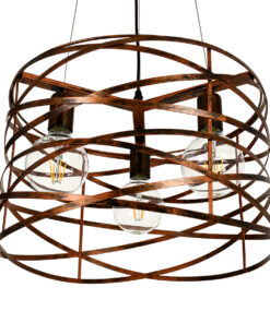 GLOBOSTAR® TOKEN 00856 Μοντέρνο Κρεμαστό Φωτιστικό Οροφής με Ντουί 3 x E27 AC 220-240V IP20 - Χάλκινο Εφέ Σκουριάς - Μ43 x Π43 x Υ29cm 14 00856 5