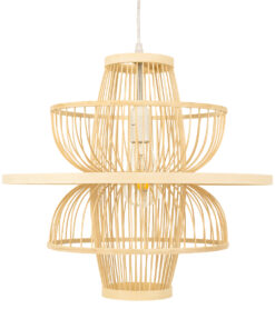 GLOBOSTAR® BALI 00861 Boho Κρεμαστό Φωτιστικό Οροφής με Ντουί 1 x E27 AC 220-240V IP20 - Μπεζ - Μ45 x Π45 x Υ42.5cm 13 00861 4