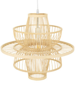 GLOBOSTAR® BALI 00861 Boho Κρεμαστό Φωτιστικό Οροφής με Ντουί 1 x E27 AC 220-240V IP20 - Μπεζ - Μ45 x Π45 x Υ42.5cm 15 00861 6