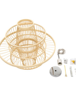 GLOBOSTAR® BALI 00861 Boho Κρεμαστό Φωτιστικό Οροφής με Ντουί 1 x E27 AC 220-240V IP20 - Μπεζ - Μ45 x Π45 x Υ42.5cm 16 00861 7