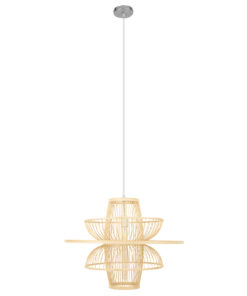 GLOBOSTAR® BALI 00862 Boho Κρεμαστό Φωτιστικό Οροφής με Ντουί 1 x E27 AC 220-240V IP20 - Μπεζ - Μ60 x Π60 x Υ45cm 12 00862 3