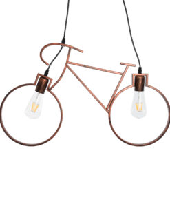 GloboStar® GLOBOSTAR® BIKE 00868 Vintage Κρεμαστό Φωτιστικό Οροφής με Ντουί 2 x E27 AC 220-240V IP20 - Χάλκινο - Μ67 x Π3.5 x Υ41cm