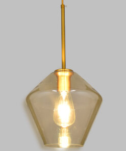 GloboStar® GLOBOSTAR® AMARIS 00869 Μοντέρνο Κρεμαστό Φωτιστικό Οροφής με Ντουί 1 x E27 AC 220-240V IP20 - Μελί & Χρυσό - Μ22 x Π22 x Y22cm