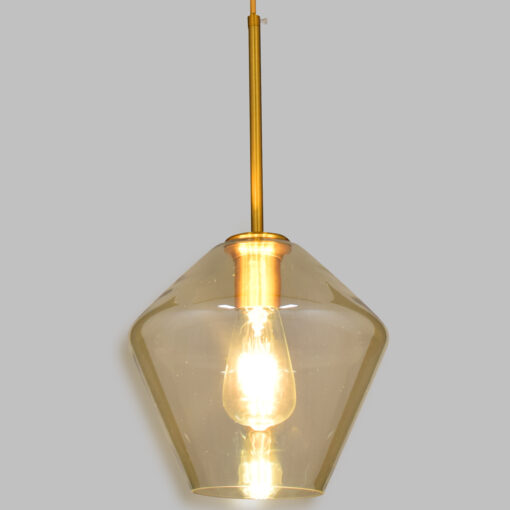 GloboStar® GLOBOSTAR® AMARIS 00869 Μοντέρνο Κρεμαστό Φωτιστικό Οροφής με Ντουί 1 x E27 AC 220-240V IP20 - Μελί & Χρυσό - Μ22 x Π22 x Y22cm