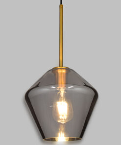 GloboStar® GLOBOSTAR® AMARIS 00872 Μοντέρνο Κρεμαστό Φωτιστικό Οροφής με Ντουί 1 x E27 AC 220-240V IP20 - Μαύρο Φιμέ & Χρυσό - Μ22 x Π22 x Y22cm