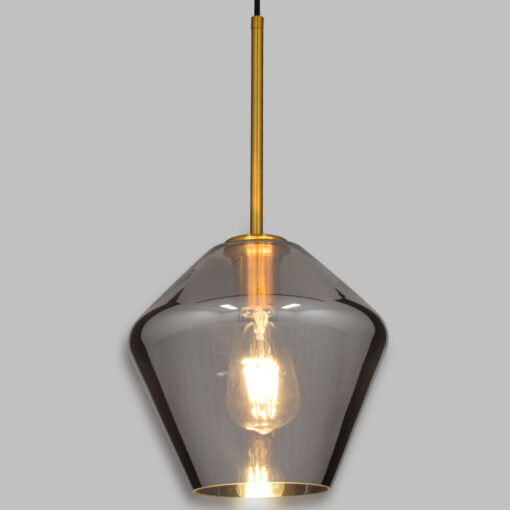 GloboStar® GLOBOSTAR® AMARIS 00872 Μοντέρνο Κρεμαστό Φωτιστικό Οροφής με Ντουί 1 x E27 AC 220-240V IP20 - Μαύρο Φιμέ & Χρυσό - Μ22 x Π22 x Y22cm