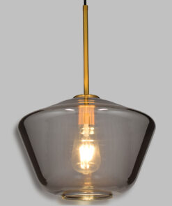 GloboStar® GLOBOSTAR® AMARIS 00873 Μοντέρνο Κρεμαστό Φωτιστικό Οροφής με Ντουί 1 x E27 AC 220-240V IP20 - Μαύρο Φιμέ & Χρυσό - Μ30 x Π30 x Y22cm