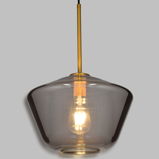 GloboStar® GLOBOSTAR® AMARIS 00873 Μοντέρνο Κρεμαστό Φωτιστικό Οροφής με Ντουί 1 x E27 AC 220-240V IP20 - Μαύρο Φιμέ & Χρυσό - Μ30 x Π30 x Y22cm