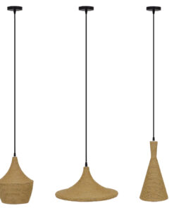 Alternative view of GLOBOSTAR® SHANGHAI ROPE 00875 Μοντέρνό Κρεμαστό Φωτιστικό Οροφής με Ντουί 3 x E27 AC 220-240V IP20 - Μπεζ & Χρυσό - Μ81 x Π81 x Υ39cm - Σετ 3 Τεμαχίων