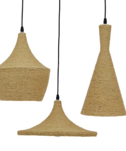 GLOBOSTAR® SHANGHAI ROPE 00875 Μοντέρνό Κρεμαστό Φωτιστικό Οροφής με Ντουί 3 x E27 AC 220-240V IP20 - Μπεζ & Χρυσό - Μ81 x Π81 x Υ39cm - Σετ 3 Τεμαχίων 10 00875 3