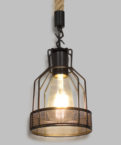 GloboStar® GLOBOSTAR® MASON 00881 Vintage Κρεμαστό Φωτιστικό Οροφής με Ντουί 1 x E27 AC 220-240V IP20 - Μαύρο & Μπεζ - Μ15 x Π15 x Υ24cm