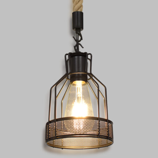 GloboStar® GLOBOSTAR® MASON 00881 Vintage Κρεμαστό Φωτιστικό Οροφής με Ντουί 1 x E27 AC 220-240V IP20 - Μαύρο & Μπεζ - Μ15 x Π15 x Υ24cm