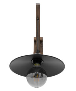 GloboStar® JONAS 00882 Vintage Επιτοίχιο Φωτιστικό Απλίκα Μονόφωτο 1 x E27 IP20 Καφέ Ξύλο με Μαύρο Μέταλλο - Μ26 x Π50 x Υ50cm 10 00882 5