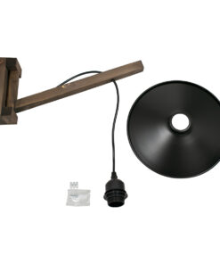 GloboStar® JONAS 00882 Vintage Επιτοίχιο Φωτιστικό Απλίκα Μονόφωτο 1 x E27 IP20 Καφέ Ξύλο με Μαύρο Μέταλλο - Μ26 x Π50 x Υ50cm 11 00882 6
