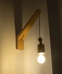 Alternative view of GloboStar® NOVO 00885 Vintage Επιτοίχιο Φωτιστικό Απλίκα Μονόφωτο 1 x E27 IP20 Μπεζ Ξύλο με Μπεζ Σχοινί - Μ7 x Π28 x Υ37cm