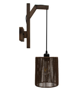 GloboStar® GLOBOSTAR® CASTI 00887 Boho Φωτιστικό Τοίχου - Απλίκα με Ντουί 1 x E27 AC 220-240V IP20 - Καφέ - Μ18 x Π30 x Υ75cm