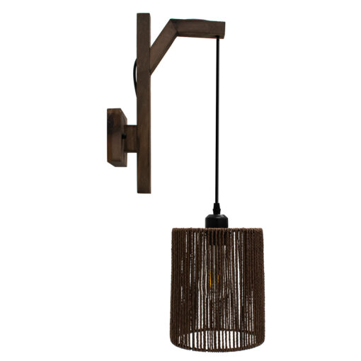 GloboStar® GLOBOSTAR® CASTI 00887 Boho Φωτιστικό Τοίχου - Απλίκα με Ντουί 1 x E27 AC 220-240V IP20 - Καφέ - Μ18 x Π30 x Υ75cm