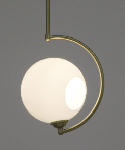 Alternative view of GloboStar® ISLA 00898 Μοντέρνο Φωτιστικό Οροφής Μπάλα Μονόφωτο 1 x E27 IP20 Χρυσό Μέταλλο με Λευκό Γυαλί - Μ20 x Π20 x Υ33cm