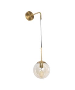 GloboStar® GloboStar® MADISON 01427 Μοντέρνο Επιτοίχιο Φωτιστικό Απλίκα Μονόφωτο 1 x E27 IP20 Χρυσό Μέταλλο με Μελί Γυαλί - Μ11 x Π17 x Υ25cm