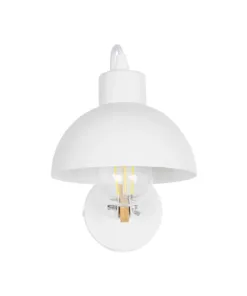 GloboStar® GRANT 00903 Μοντέρνο Επιτοίχιο Φωτιστικό Απλίκα Μονόφωτο 1 x E27 IP20 Λευκό Μέταλλο με Μπεζ Ξύλο - Μ15 x Π23 x Υ22cm 11 00903 3