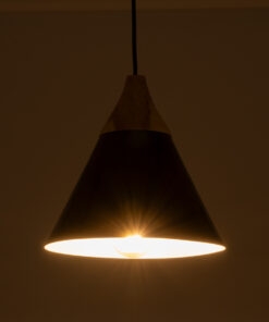 GloboStar® GLOBOSTAR® SHADE 00906 Μοντέρνο Κρεμαστό Φωτιστικό Οροφής με Ντουί 1 x E27 AC 220-240V IP20 - Μαύρο & Μπεζ - Μ23 x Π23 x Υ22cm