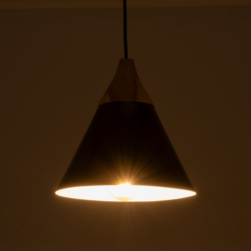 GloboStar® GLOBOSTAR® SHADE 00906 Μοντέρνο Κρεμαστό Φωτιστικό Οροφής με Ντουί 1 x E27 AC 220-240V IP20 - Μαύρο & Μπεζ - Μ23 x Π23 x Υ22cm