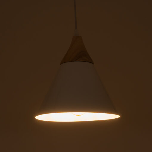 GloboStar® GLOBOSTAR® SHADE 00907 Μοντέρνο Κρεμαστό Φωτιστικό Οροφής με Ντουί 1 x E27 AC 220-240V IP20 - Λευκό & Μπεζ - Μ23 x Π23 x Υ22cm