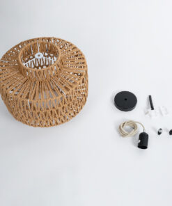 GLOBOSTAR® JENSON 00909 Boho Κρεμαστό Φωτιστικό Οροφής με Ντουί 1 x E27 AC 220-240V IP20 - Μπεζ - Μ33 x Π33 x Υ35cm 22 00909 11