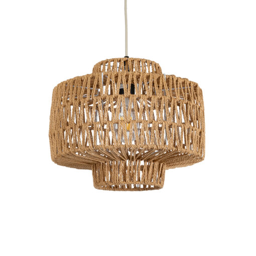 GloboStar® GLOBOSTAR® JENSON 00909 Boho Κρεμαστό Φωτιστικό Οροφής με Ντουί 1 x E27 AC 220-240V IP20 - Μπεζ - Μ33 x Π33 x Υ35cm
