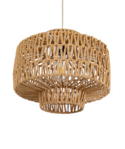 GLOBOSTAR® JENSON 00909 Boho Κρεμαστό Φωτιστικό Οροφής με Ντουί 1 x E27 AC 220-240V IP20 - Μπεζ - Μ33 x Π33 x Υ35cm 17 00909 6