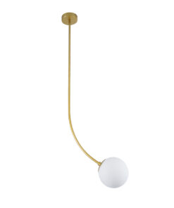 Alternative view of GloboStar® DRIZZLE 00922 Μοντέρνο Φωτιστικό Οροφής Μπάλα Μονόφωτο 1 x E27 IP20 Χρυσό Μέταλλο με Λευκό Γυαλί - Μ15 x Π15 x Υ70cm