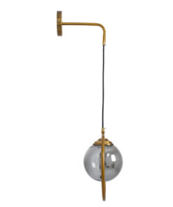 GloboStar® VIENNA 00923 Μοντέρνο Επιτοίχιο Φωτιστικό Απλίκα Μονόφωτο 1 x E27 IP20 Χρυσό Μέταλλο με Ασημί Γυαλί - Μ25 x Π23 x Υ27cm 16 00923 4