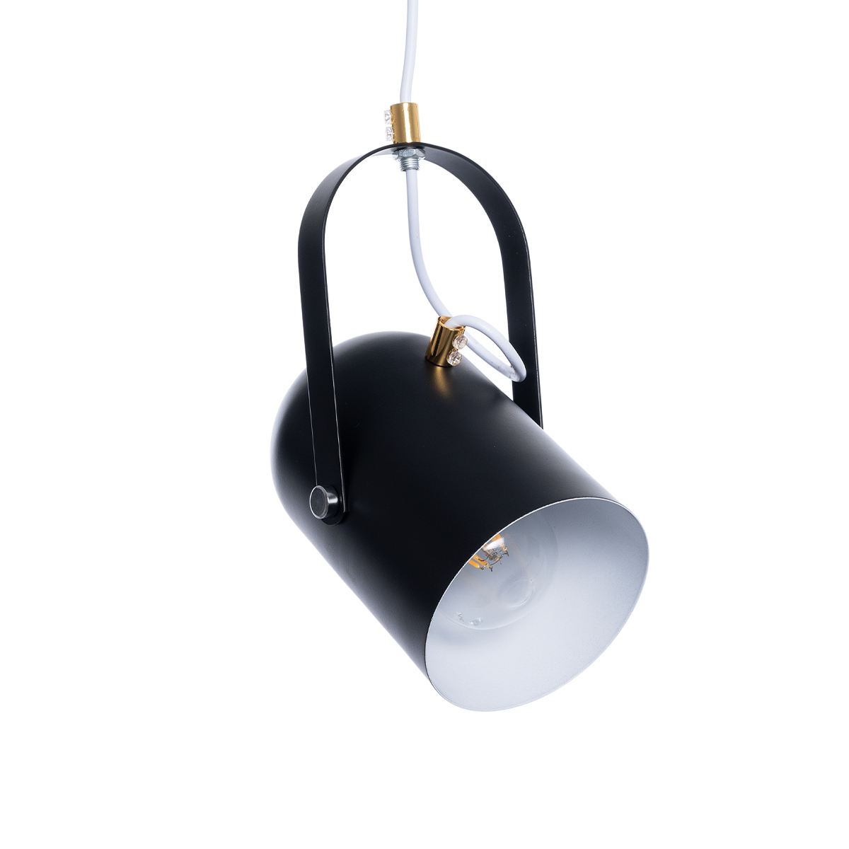 GLOBOSTAR® HAZEL 00930 Μοντέρνο Κρεμαστό Φωτιστικό Οροφής με Ντουί 1 x E27 AC 220-240V IP20 - Μαύρο, Άσπρο & Χρυσό - Μ12 x Π12 x Υ27cm 3 Άσπρο & Χρυσό - Μ12 x Π12 x Υ27cm