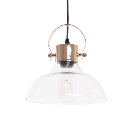 GloboStar® GLOBOSTAR® JAVER 00933 Vintage Κρεμαστό Φωτιστικό Οροφής με Ντουί 1 x E27 AC 220-240V IP20 - Διάφανο & Χάλκινο - Μ24.5 x Π24.5 x Υ25cm