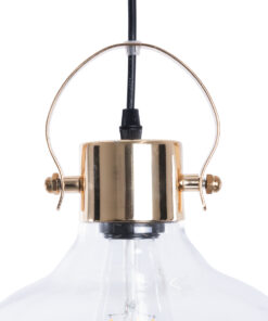 GLOBOSTAR® JAVER 00933 Vintage Κρεμαστό Φωτιστικό Οροφής με Ντουί 1 x E27 AC 220-240V IP20 - Διάφανο & Χάλκινο - Μ24.5 x Π24.5 x Υ25cm 17 00933 8