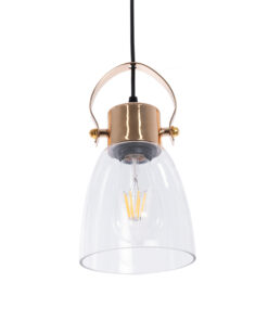 GLOBOSTAR® JAVER 00934 Vintage Κρεμαστό Φωτιστικό Οροφής με Ντουί 1 x E27 AC 220-240V IP20 - Διάφανο & Χάλκινο - Μ14.5 x Π14.5 x Υ28cm 13 00934 6