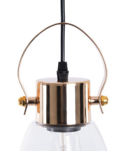 GLOBOSTAR® JAVER 00934 Vintage Κρεμαστό Φωτιστικό Οροφής με Ντουί 1 x E27 AC 220-240V IP20 - Διάφανο & Χάλκινο - Μ14.5 x Π14.5 x Υ28cm 15 00934 7