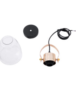 GLOBOSTAR® JAVER 00934 Vintage Κρεμαστό Φωτιστικό Οροφής με Ντουί 1 x E27 AC 220-240V IP20 - Διάφανο & Χάλκινο - Μ14.5 x Π14.5 x Υ28cm 17 00934 9