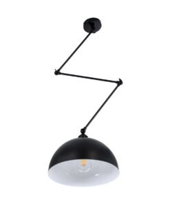 GloboStar® LOTUS 00939 Μοντέρνο Φωτιστικό Οροφής Καμπάνα Μονόφωτο 1 x E27 IP20 Μαύρο & Λευκό Μέταλλο - Μ30 x Π30 x Υ21cm 15 00939 5