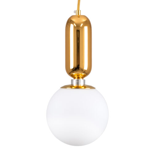 GloboStar® GLOBOSTAR® MAVERICK 00943 Μοντέρνο Κρεμαστό Φωτιστικό Οροφής με Ντουί 1 x E27 AC 220-240V IP20 - Χρυσό & Λευκό - Μ15 x Π15 x Υ33cm