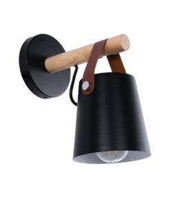 GloboStar® GLOBOSTAR® AMY 00947 Μοντέρνο Φωτιστικό Τοίχου - Απλίκα με Ντουί 1 x E27 AC 220-240V IP20 - Μαύρο & Μπεζ - Μ13 x Π22 x Υ25.5cm